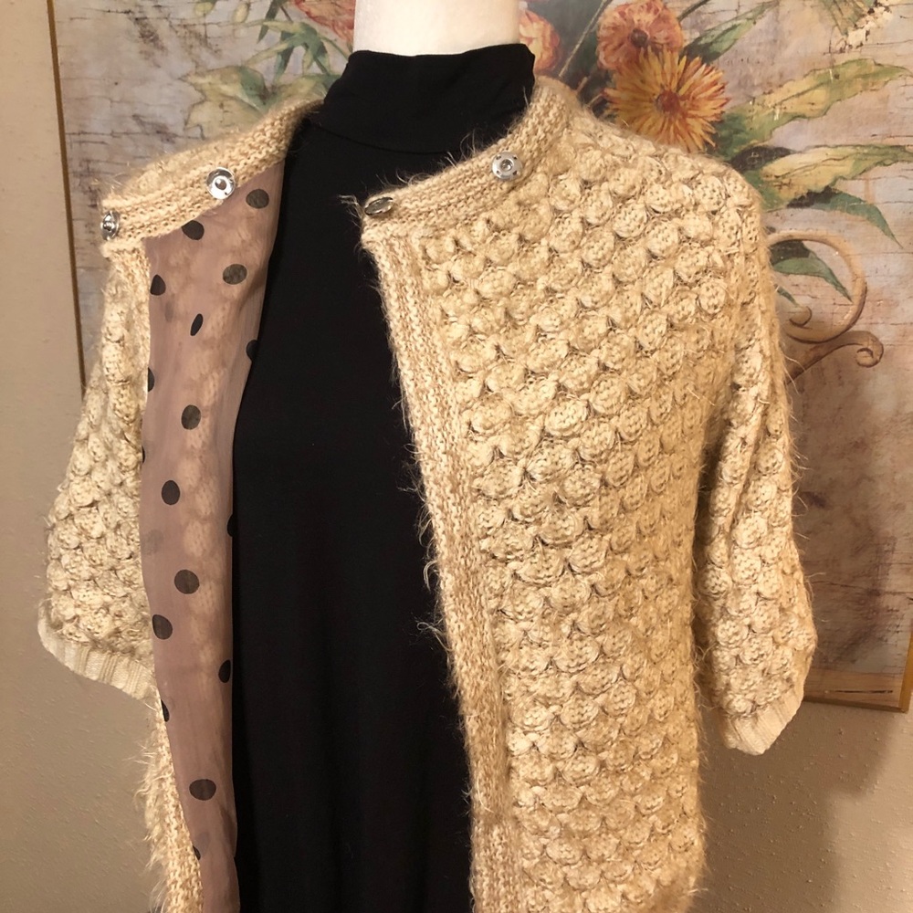 Sz S Anthropologie Mystree Beige Wool Blend Cardigan